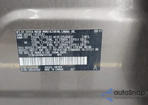 2011 Toyota Rav4 from USA, damaged, VIN 2T3BF4DV8BW149100